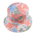 Bob en coton tie-dye pastel coloré avec sommet plat et bord surpiqué pour l'été - 58cm / Tie-Dye Rose