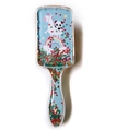 Detail of blue unicorn panda hairbrush with sparkling glitter sequins in transparent handle - Green Panda Horse - Sequins