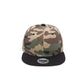 Detailed macro view of camo snapback cap showing cotton canvas texture and flat black brim - Adjustable / Black Brim Camouflage