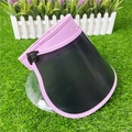 Pink sun visor hat with adjustable black face shield and MISS embroidery for women - M (56-58cm) / Light Purple