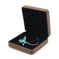 Écrin à bijoux en velours marron avec bracelet papillon en cristal au design carré - Brun Plat - Boîte à Bracelet / Boîte Enveloppée de Velours Métallique