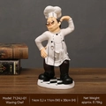 European chef figurine decor, 30cm tall, realistic style for home or cafe desktop - Waving Chef