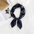 Elegant silk scarf for women in black and white paisley pattern with tied knot detail - Printed Black