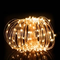 Warm white LED copper wire string lights coiled with glowing stars on black background - Bare Light/2M 20LED