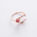 Detail of rose gold moon star ring with red gemstone and cubic zirconia accents - 12#12956B (Red)