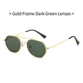 Polarized metal double bridge sunglasses with gold frame and dark green lenses - Gold Frame Dark Green Lenses