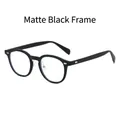 Lunettes TR90 rétro à monture ronde noire mate avec détails de rivets argentés élégants - Noir Mat