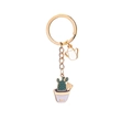 Détail de porte-clés cactus en alliage avec pendentif arrosoir blanc en émail - Style Cactus Et Arrosoir (D1115-4)