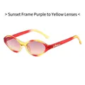 Gafas de sol cat eye con montura degradada amarillo-rojo y lentes de tinte lila - Marco Amarillo Rojo Lentes Púrpura Amarillo