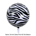 24 inch zebraprint 4D sfeer aluminiumfolie ballon voor verjaardagsfeest decoratie - Zebra Ronde Ballon