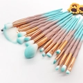 20-teiliges Make-up Pinsel Set mit Diamantgriff im Farbverlauf und weichen Synthetikborsten - Grün-Braun Verlauf (20 Stück)