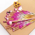 20pcs makeup brush set featuring diamond-shaped gradient pink handles and soft synthetic hair - Yellow Pink Gradient (20Pcs)