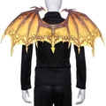 Dragon wings costume with orange flame pattern for Halloween cosplay, non-woven fabric - Yellow