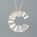 Creative S925 silver pencil shaving pendant with gold edges and hammer texture - Silver