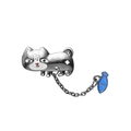 Schattige Japanse cartoon kat metalen broche met blauwe vis ketting hanger sieraad - Grijze Kat Met Vis Stijl (C1064)