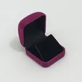 Detail view of purple velvet jewelry box with black inner lining and ring insert - Rose Red Exterior/Black Interior/Black Insert