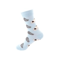 Light blue crew sock featuring a detailed oyster pattern in a street style design - One Size / Light Blue Oyster (78)