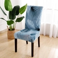 Coprisedia elastico con stampa botanica di foglie di palma tropicali blu - Pinellia