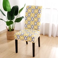 Elastic chair cover with yellow and grey geometric pattern for home and office chairs - Golden Years