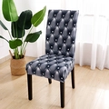 Elastic chair cover with black and grey gradient diamond pattern and quilted effect - Diamond Grid - Gray