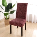Stretch dining chair cover in wine red featuring an abstract geometric pattern texture - Linen Red