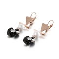 Eleganti orecchini in oro rosa con perla bianca e ciondolo a ventaglio nero con zirconi - Oro rosa Nero