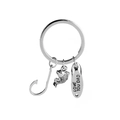 Portachiavi con amo da pesca in metallo argento e incisione Love You Dad per papà - Stile Inciso Argento (D1206)