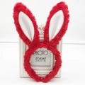 Cute red and white plush rabbit ear headband for party costumes and festive hair accessories - Red Plush Rabbit Ears