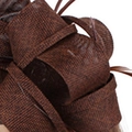 Elegant dark brown linen fascinator headband with bow and feather for formal parties - Coffee