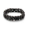 Bracciale da uomo in acciaio inossidabile nero stile catena da moto industriale - Stile Motocicletta Nero (KB123287-KFC)