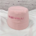 Pink canvas bucket hat with embroidered SENWAI lettering in a stylish casual design - One Size / Pink