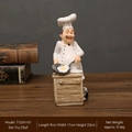 European chef figurine with frying pan decor for kitchen or cafe, 23cm height - Cooking Chef