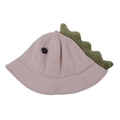 Détail du chapeau bob rose pour enfant avec décor de crête de dinosaure en velours - Beige