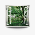 3D window view wall tapestry with lush green tree and natural sunlight design - Gt110126 / 73X95CM (Brushed Fabric)