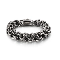 Bracciale a catena da motociclista retrò per uomo in acciaio inossidabile grigio scuro - Stile Industriale Intrecciato Nidificato (KB117458-BDJX)