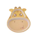 Cartoon giraffe shaped bamboo fiber divided plate for kids in bright yellow and beige - 040 Giraffe Plate