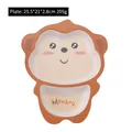 Cartoon monkey shaped bamboo fiber kids divided plate in orange and beige tones - 043 Monkey Plate