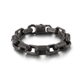 Punk Retro-Kettenarmband aus 316L Edelstahl mit geprägten sechseckigen Gliedern - Mattschwarz / 22.5CM