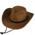 Cappello da cowboy pieghevole in paglia marrone scuro con tesa larga e cinturino regolabile - 57-59cm / caffè