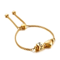 Adjustable gold plated heart bracelet with letter Z cube pendant on white background - Letter Z Style (KB122383-Z)