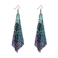 Fashionable long geometric metal sequin fringe earrings with blue and purple gradient - Colorful