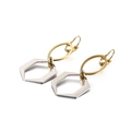 Pendientes largos geométricos hexagonales bicolor con ganchos dorados elegantes - Colgante Geométrico Hexagonal (KE87667-KFC) / Oro y Plata