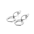 Pendientes minimalistas de acero plateado con colgantes geométricos de hexágono y óvalo - Colgante Geométrico Hexagonal (KE87665-KFC) / Color Acero