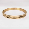 Herren Armband aus roségoldenem Edelstahl mit eingelegtem Panzerketten-Gliederdesign - Roségold