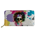Portafoglio lungo in pelle PU con teschio graffiti colorati e chiusura a zip - Teschio Occhiali da Sole CC3536Z21