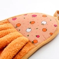 Detail of hanging coral fleece hand towel with orange absorbent fibers and fruit pattern - Orange