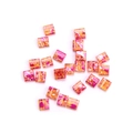 Translucent amber square Tila beads with pink and white marble pattern for DIY jewelry - BKH-8 (Amber Pink White)