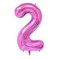 Large 40-inch pink gradient aluminum foil balloon in the shape of number 2 for parties - Number 2 / Pink