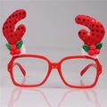 Occhiali natalizi con corna di renna in paillettes rosse e foglie di feltro - Stile Corna Rosse