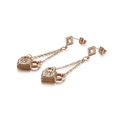 Roségouden oorbellen met dubbel slot, kruismotief en details van kwastjesketting - Roségoud